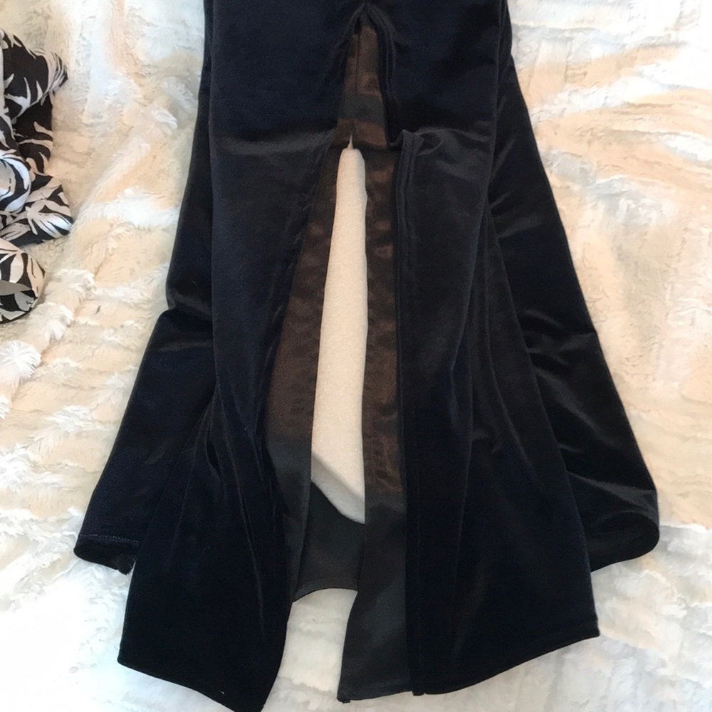 Vintage Black Velvet Slit Split pants 30” inseam